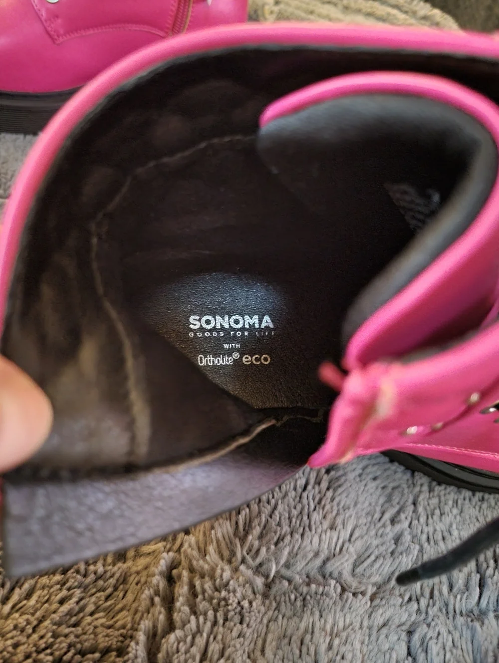 Sonoma Boots Hot Pink Waffle Sole Lace Ups  Girls‎ Size 2